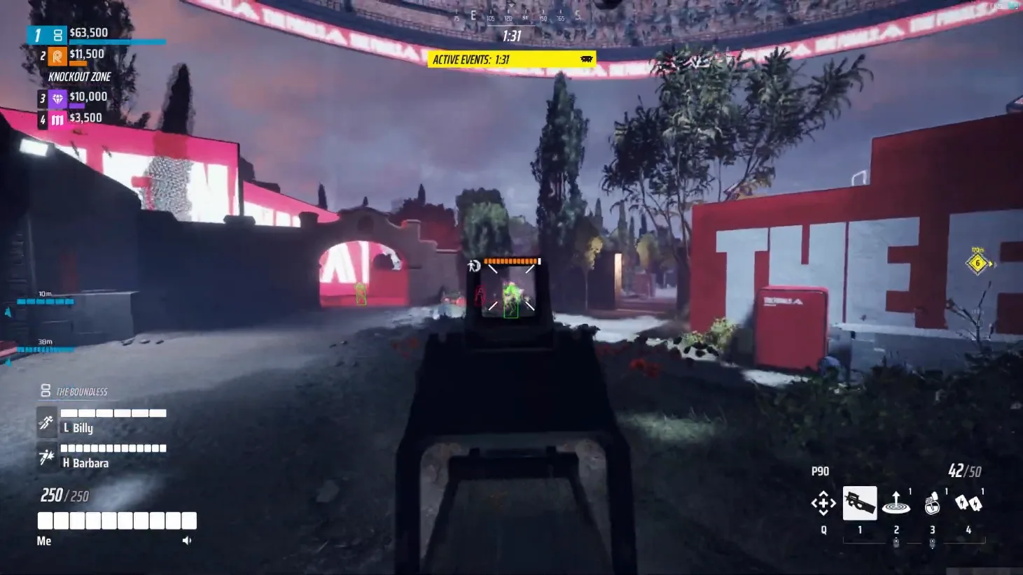 ESP overlay with player boxes and distance readouts in The Finals
